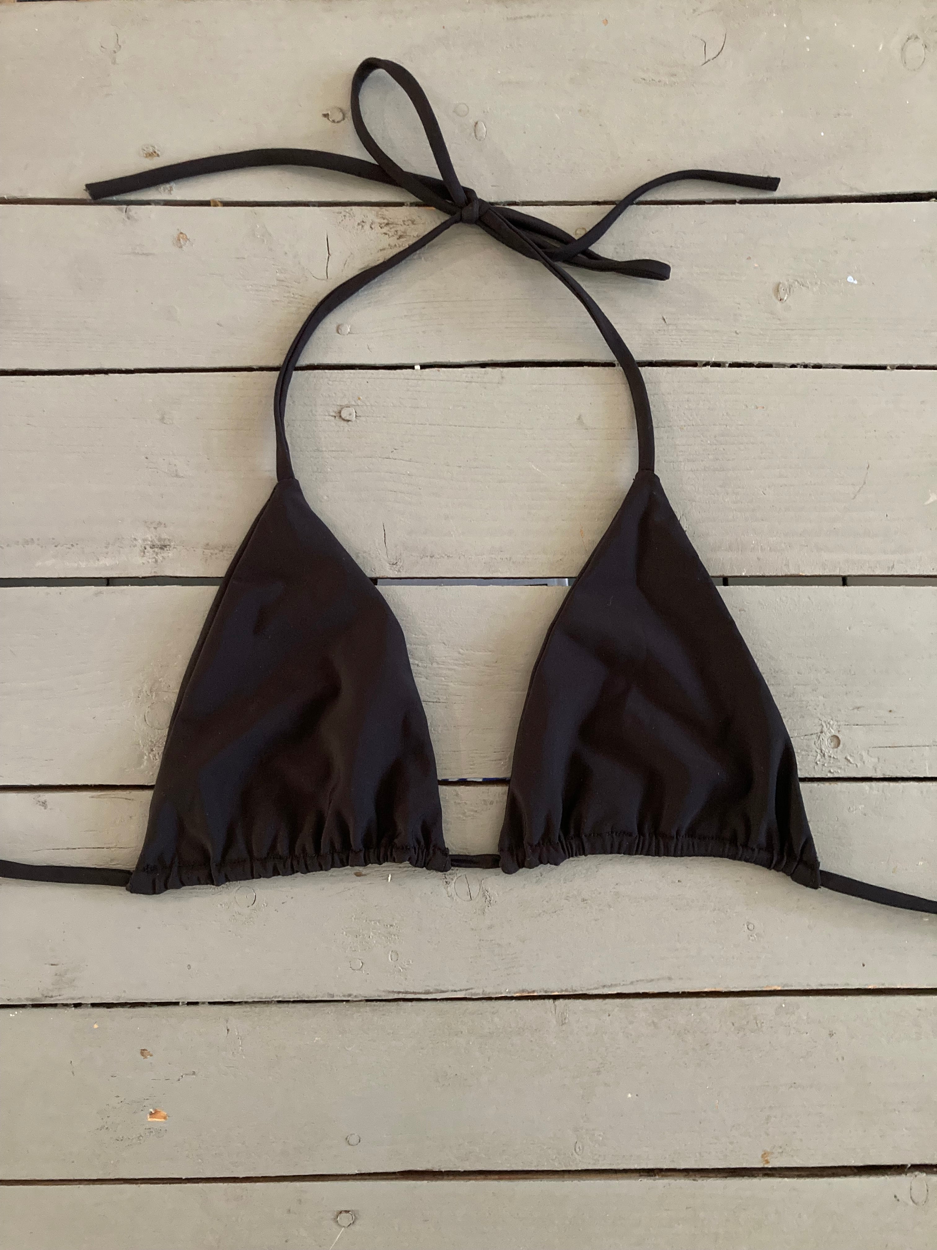 Solid Black Seamless Triangle Bikini Top
