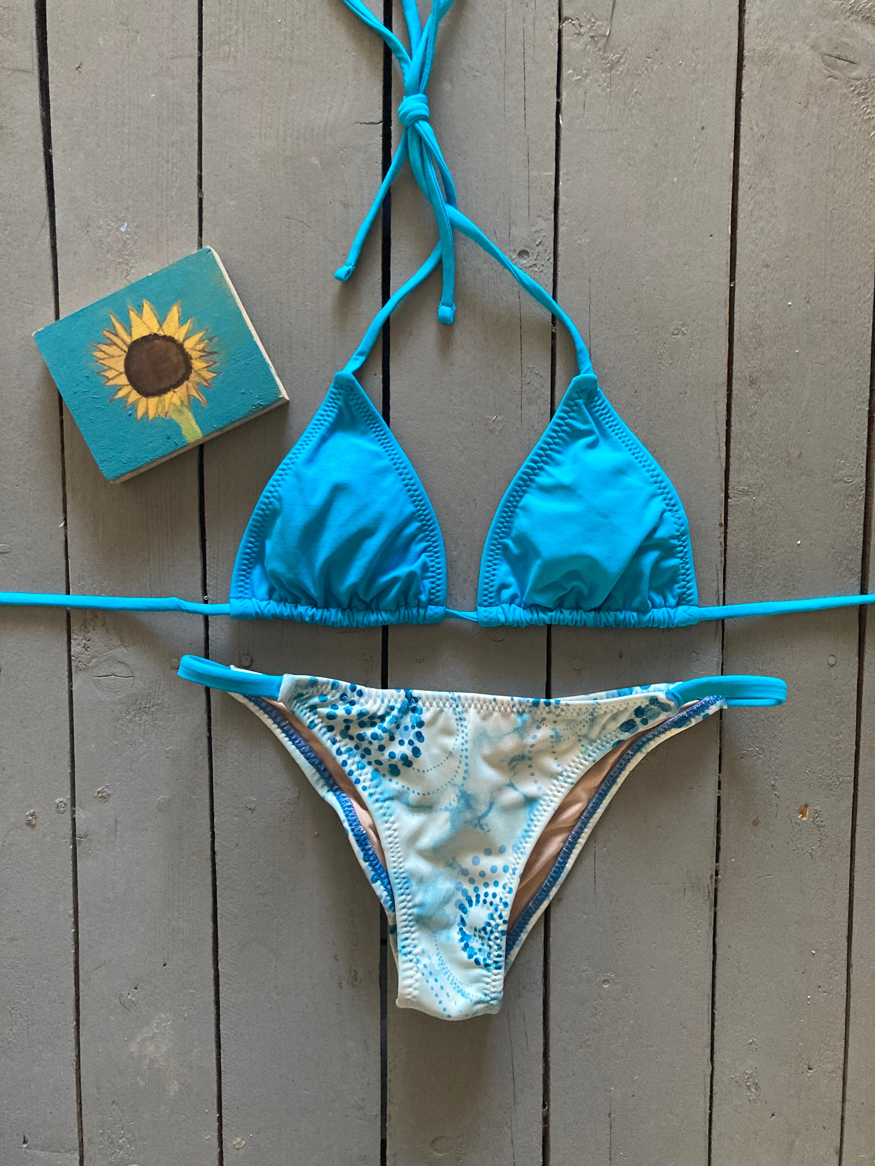 Solid Turquoise Triangle Bikini Top