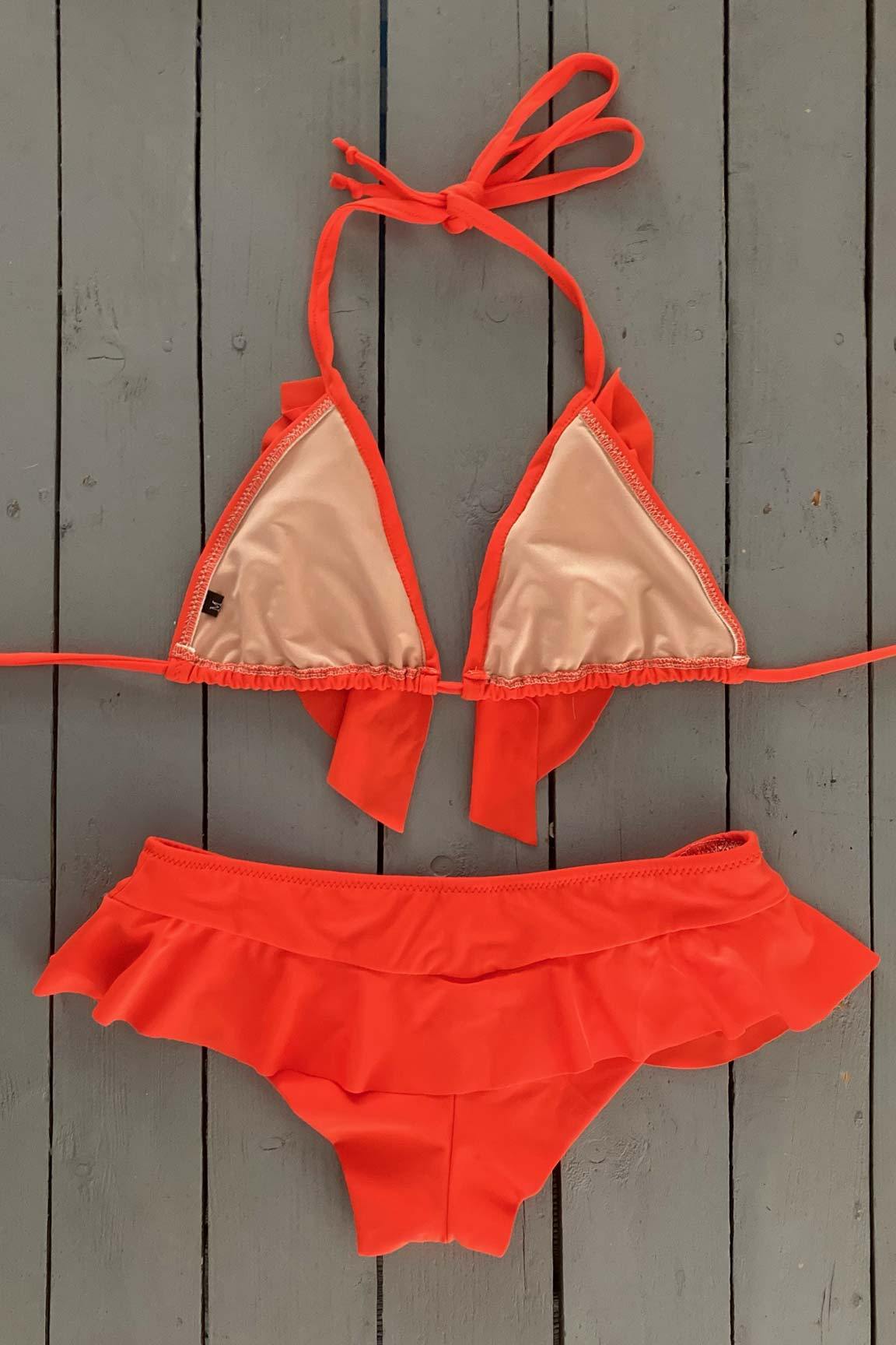 Bright Orange Adjustable Ruffle Bikini Top - JillesBikinis