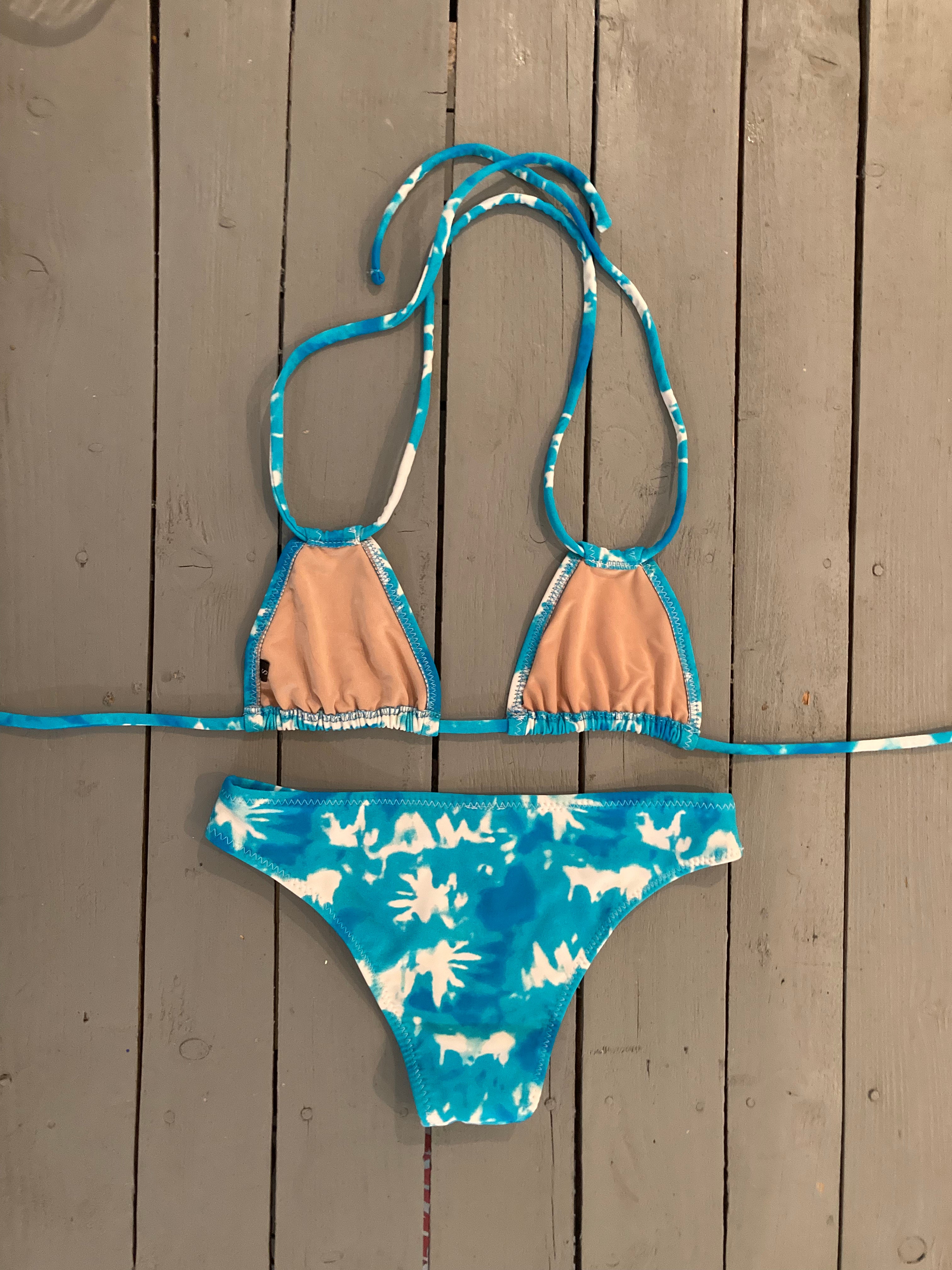 Ocean Blue Double String Triangle Bikini Top