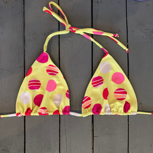Yellow Polka Dot Triangle Bikini Top