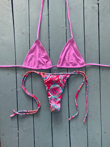 Solid Pink Adjustable Triangle Bikini Top