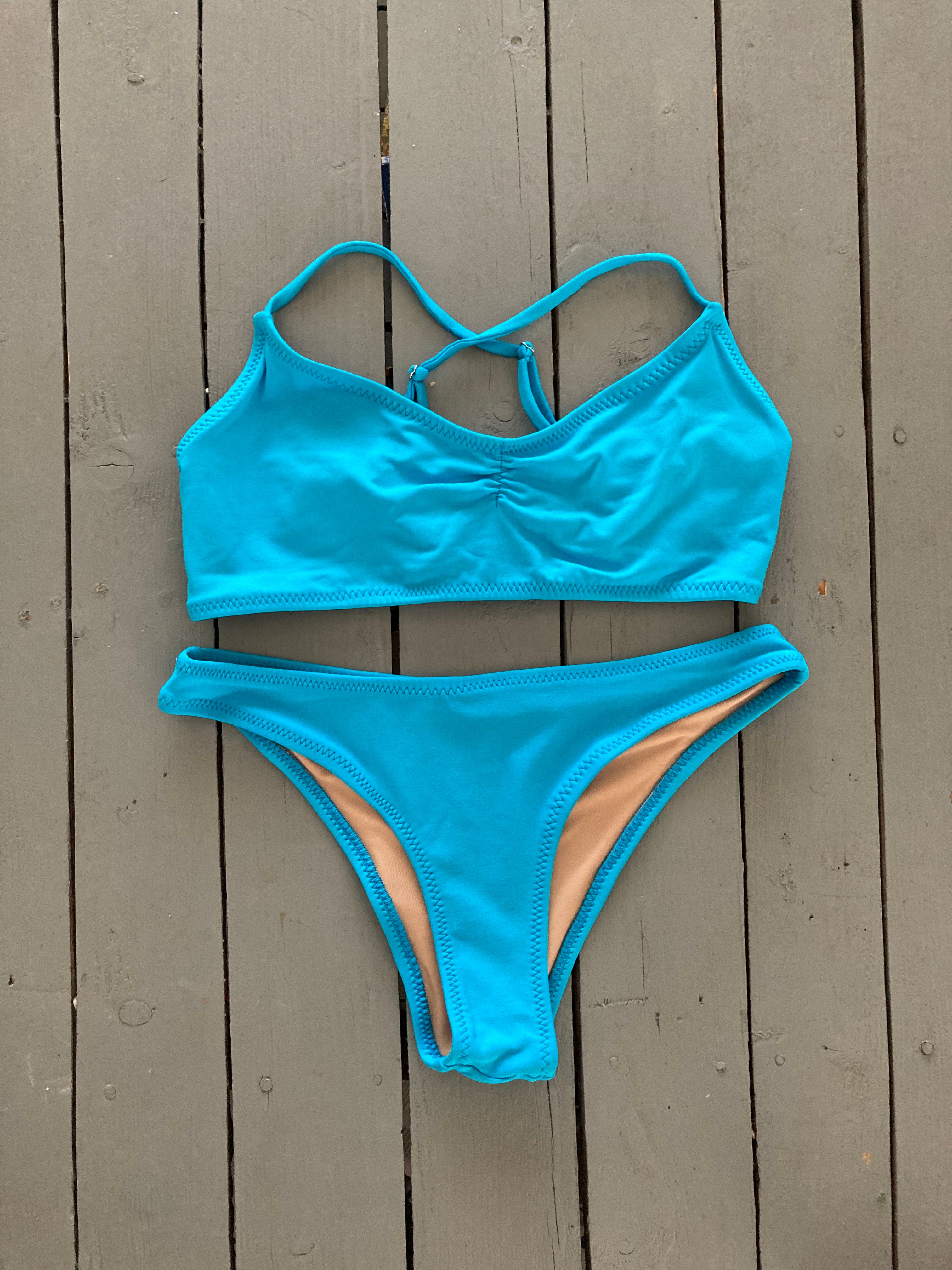 Solid Turquoise Bralette Bikini Top