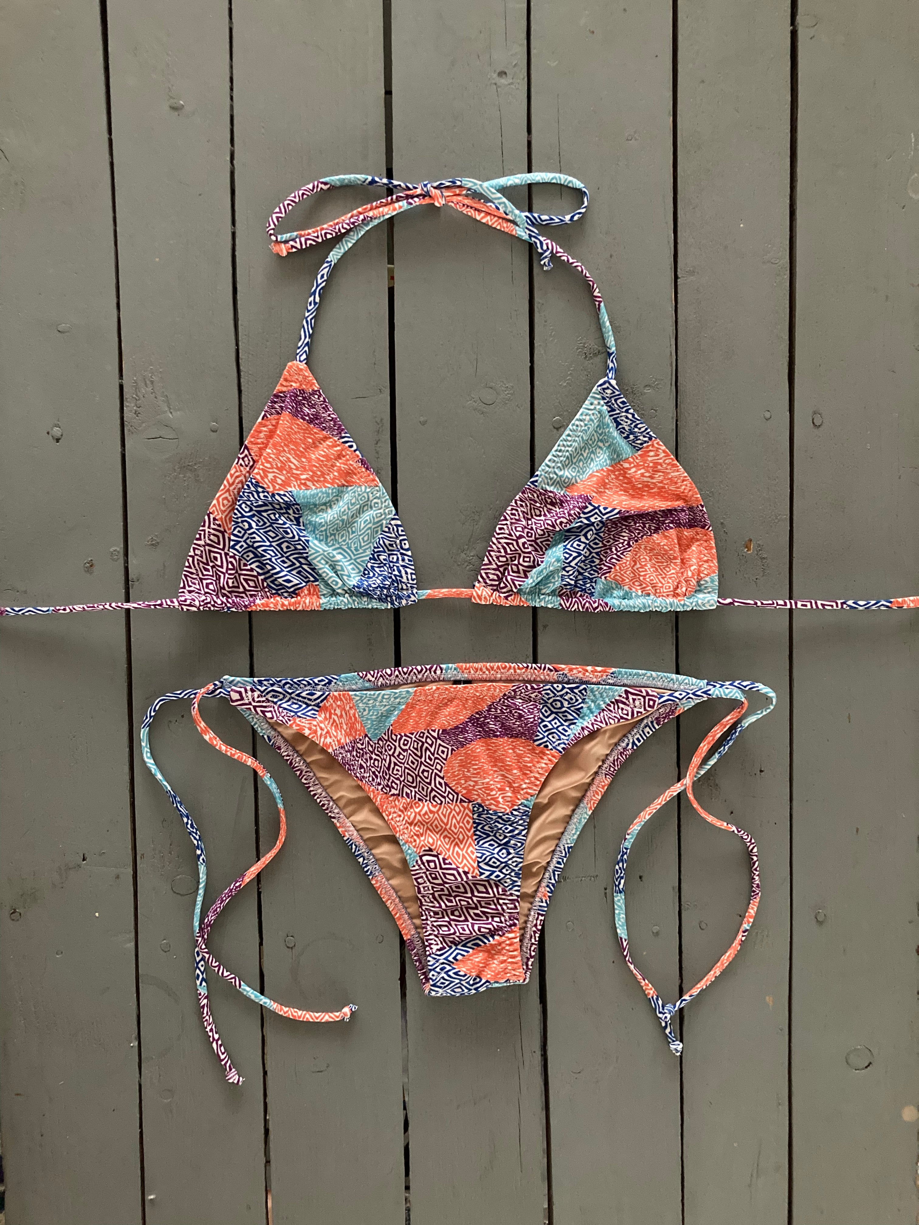 Orange/Blue Triangle Bikini Top