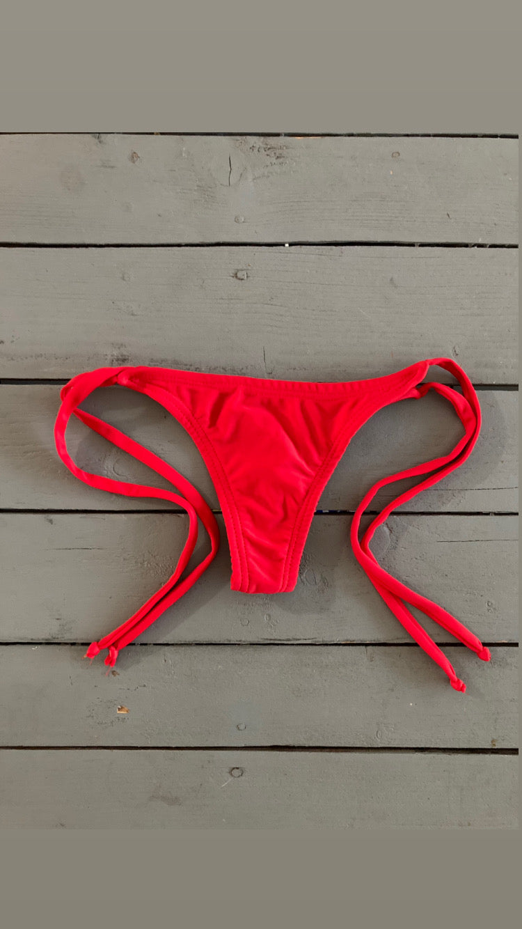 Red Thong Bikini Bottom w/Spaghetti Ties