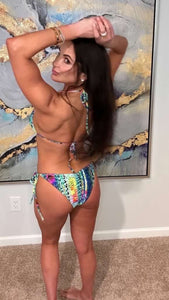 Bright Snakeskin Spaghetti Ties Bikini Bottom