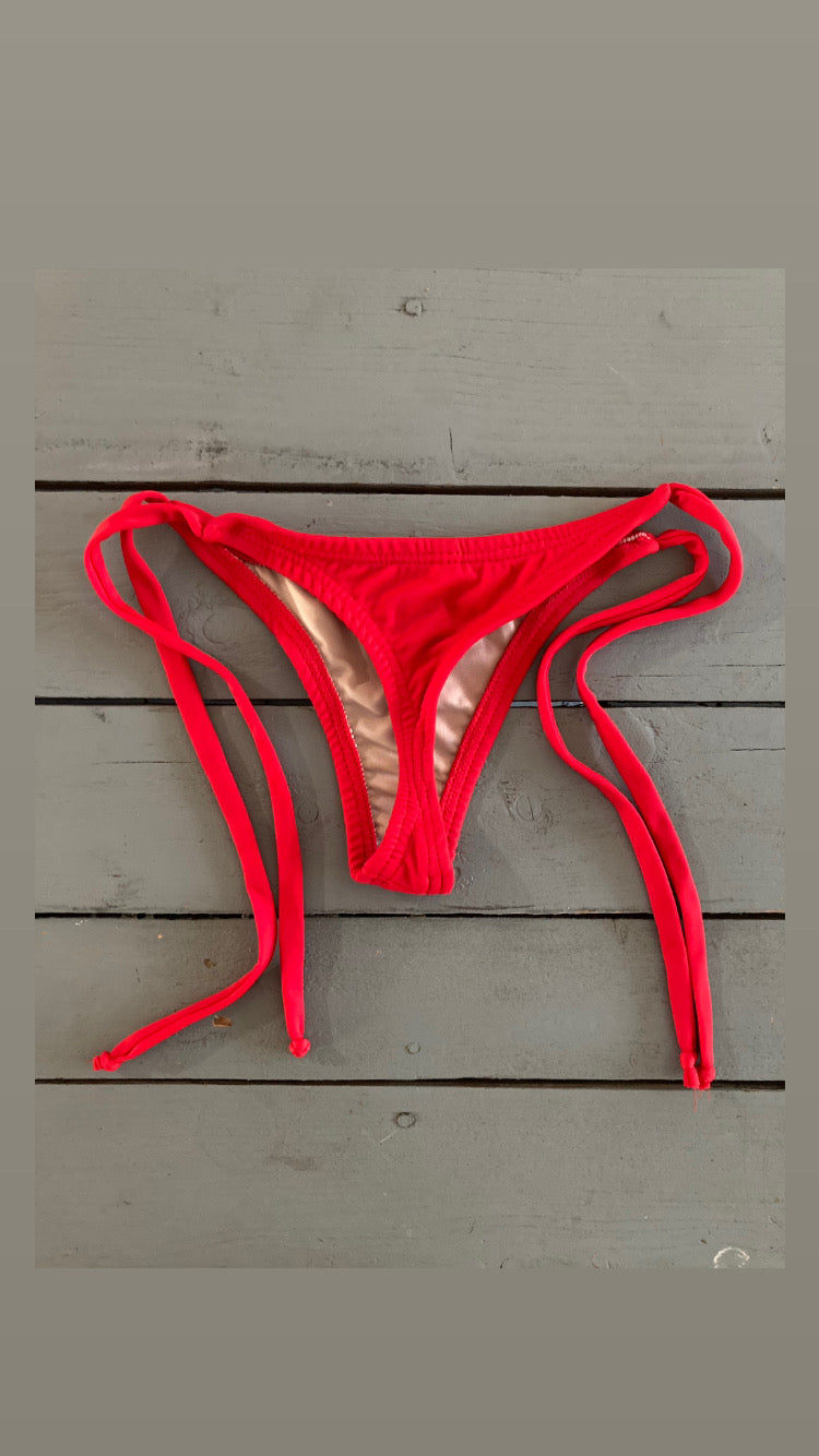 Red Thong Bikini Bottom w/Spaghetti Ties