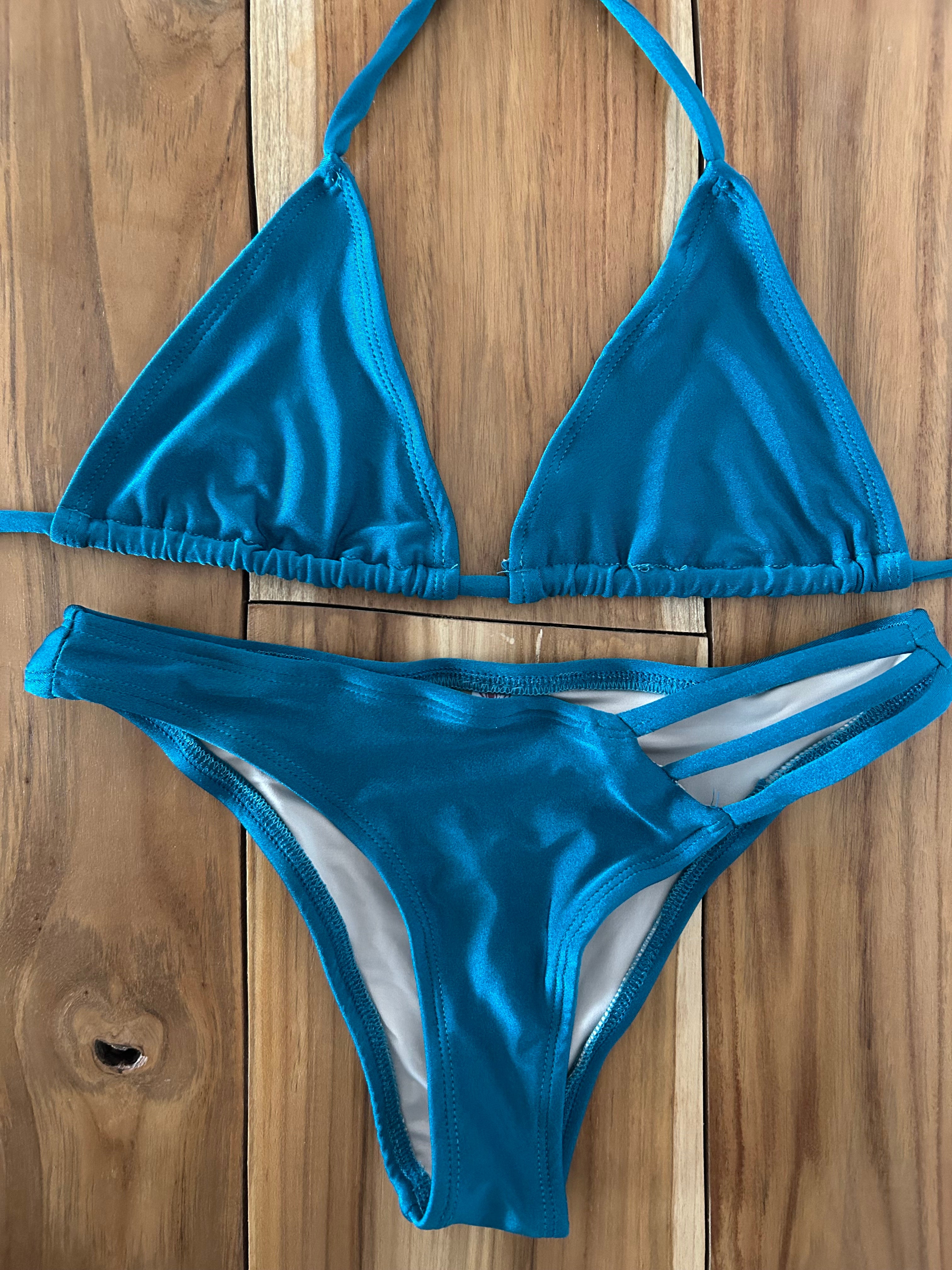 Dark Teal Triangle Bikini Top