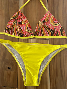 Orange Swirls Non-Adjustable Triangle Bikinis Top