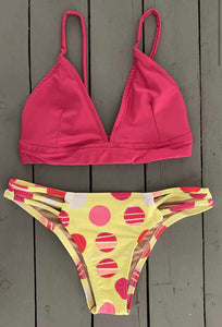 Solid Fuchsia Pink Non-Adjustable Triangle Bikini Top