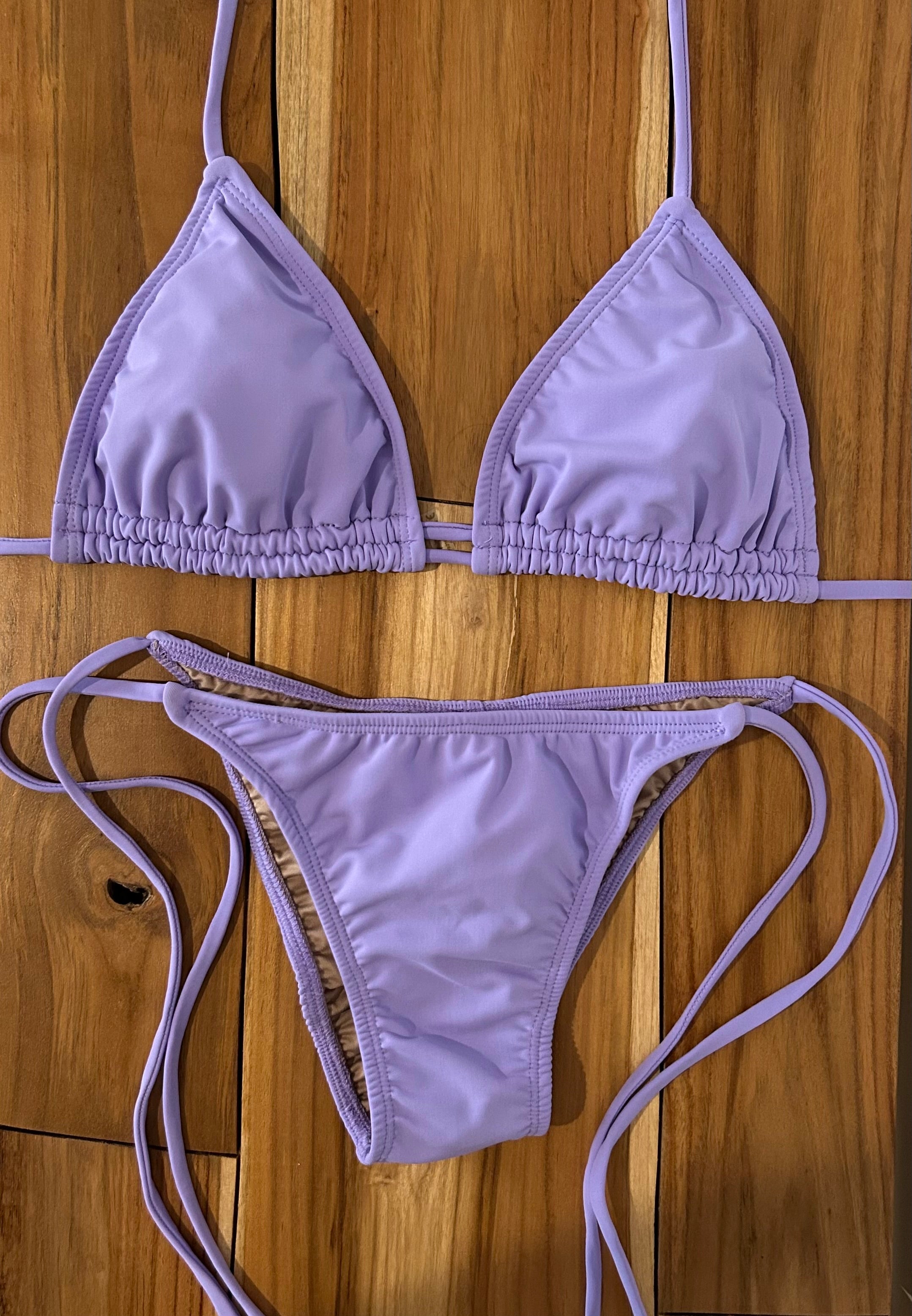 Light Purple 2 String Triangle Bikini Top