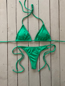 Solid Green Thong w/Spaghetti Ties