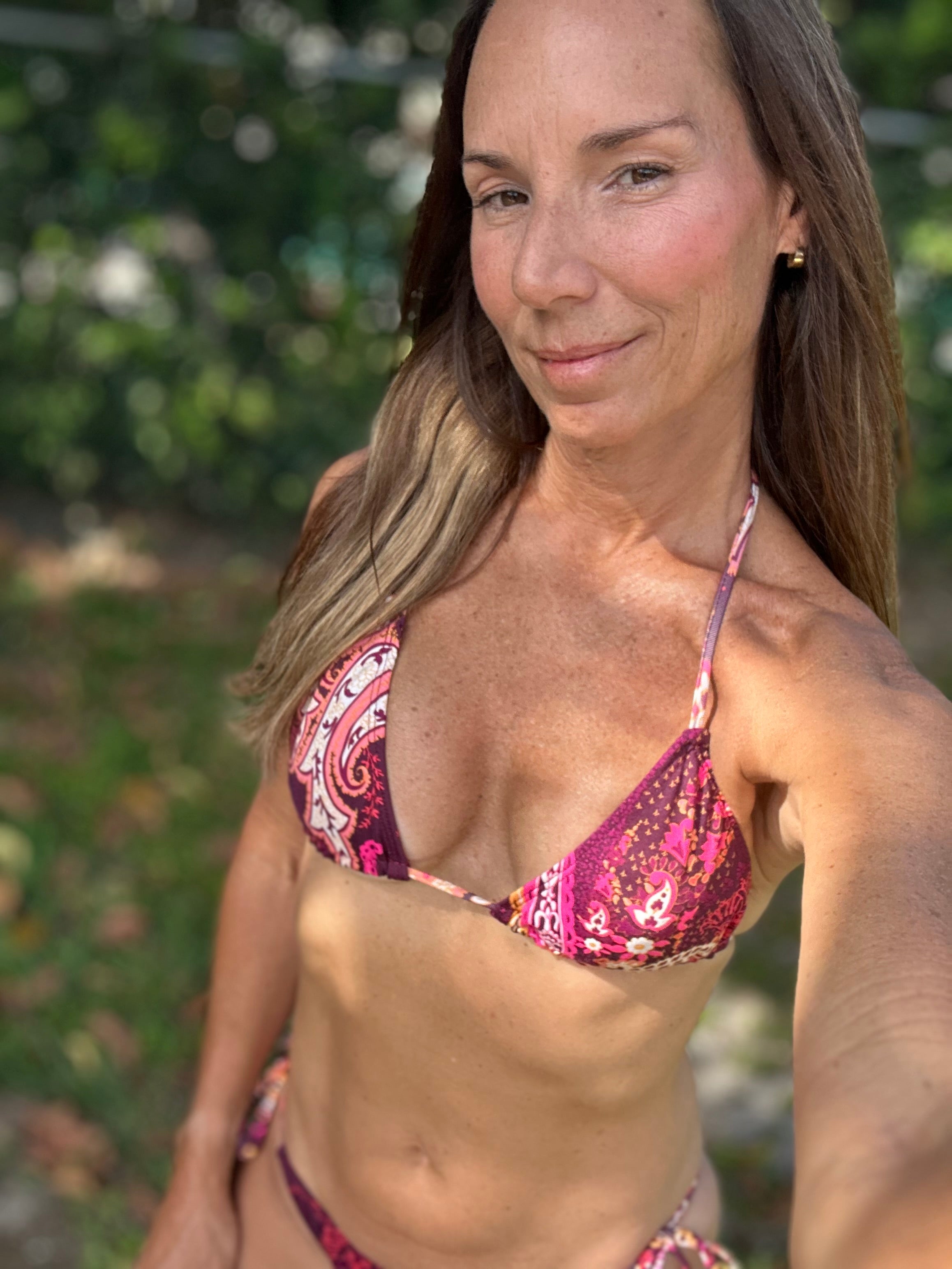Burgundy Paisley Spaghetti Bikini Bottom w/Scrunch