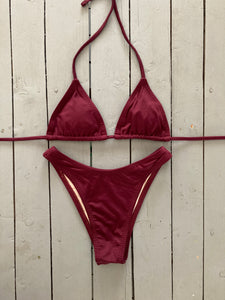 Burgundy High-Rise Bikini Bottom