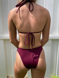 Burgundy High-Rise Bikini Bottom