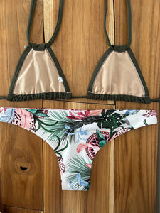 Olive Green Double String Triangle Bikini Top