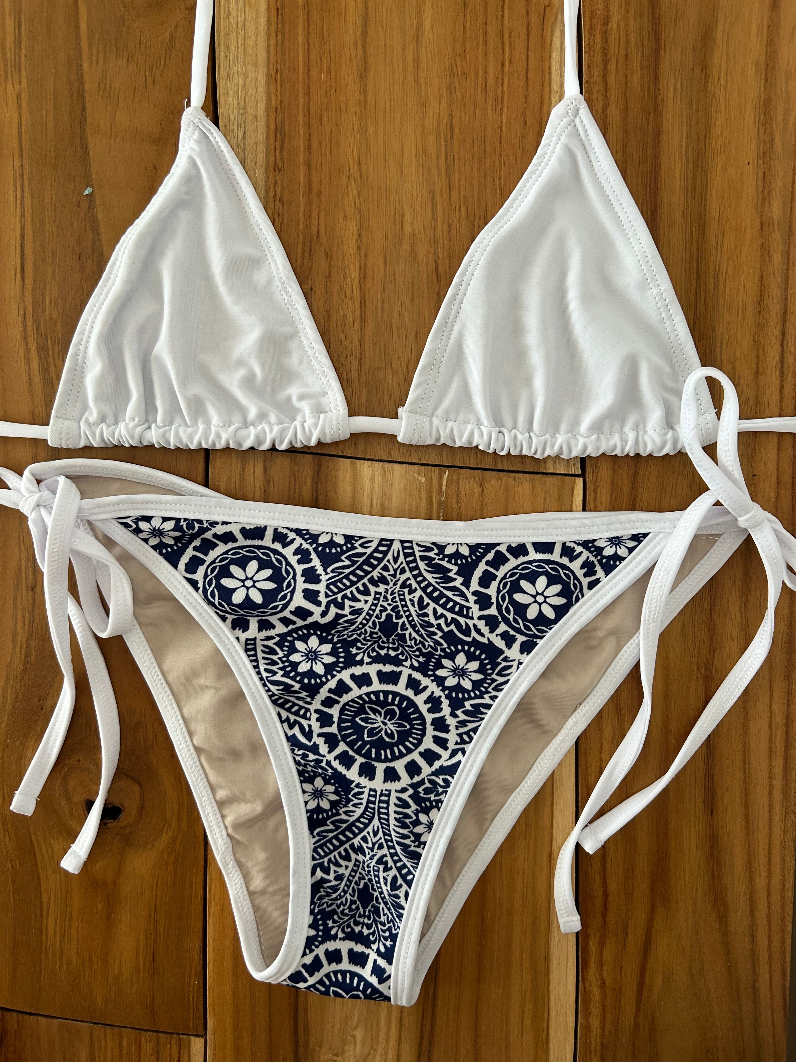 Solid White Triangle Bikini Top