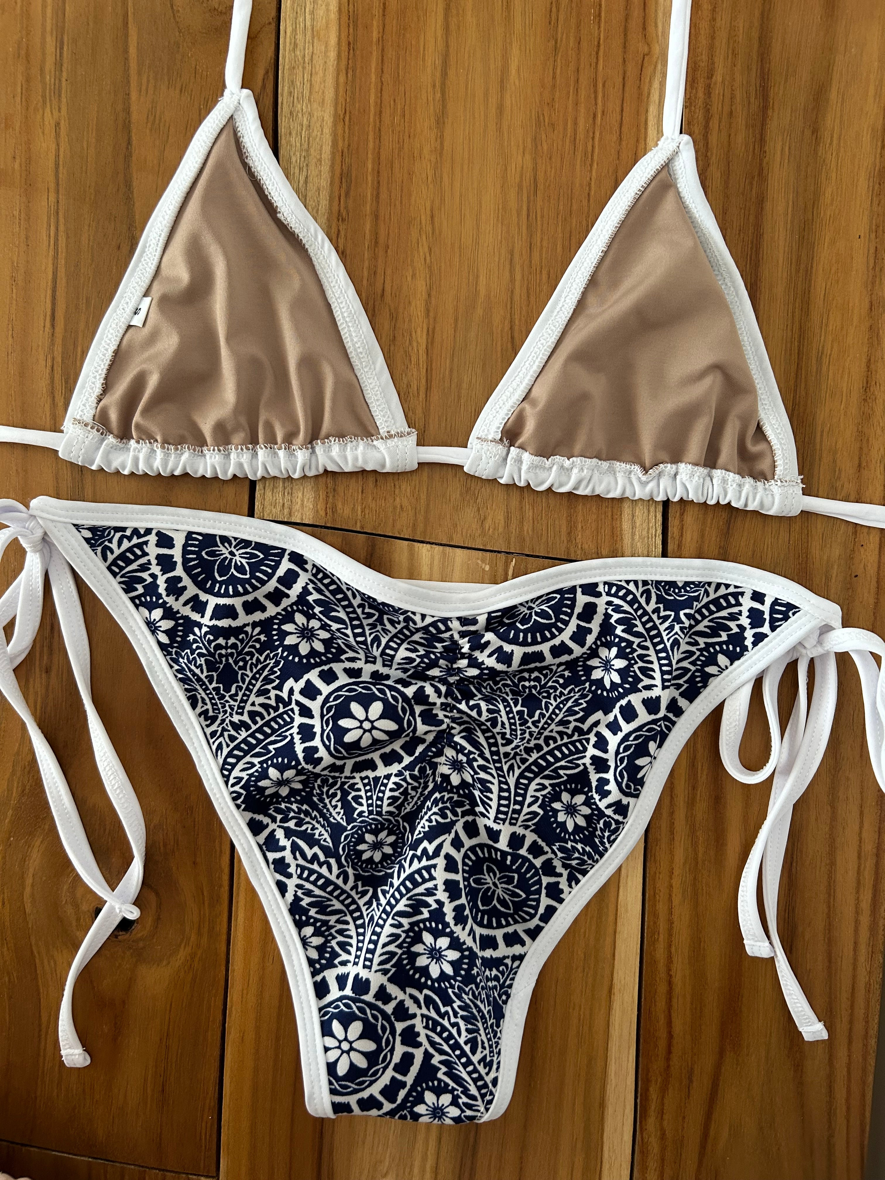 Solid White Triangle Bikini Top