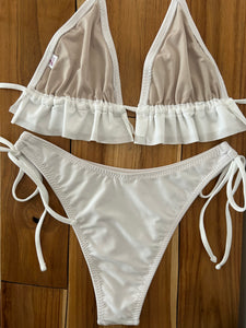 Bridal White Double Ruffle Bikini Top
