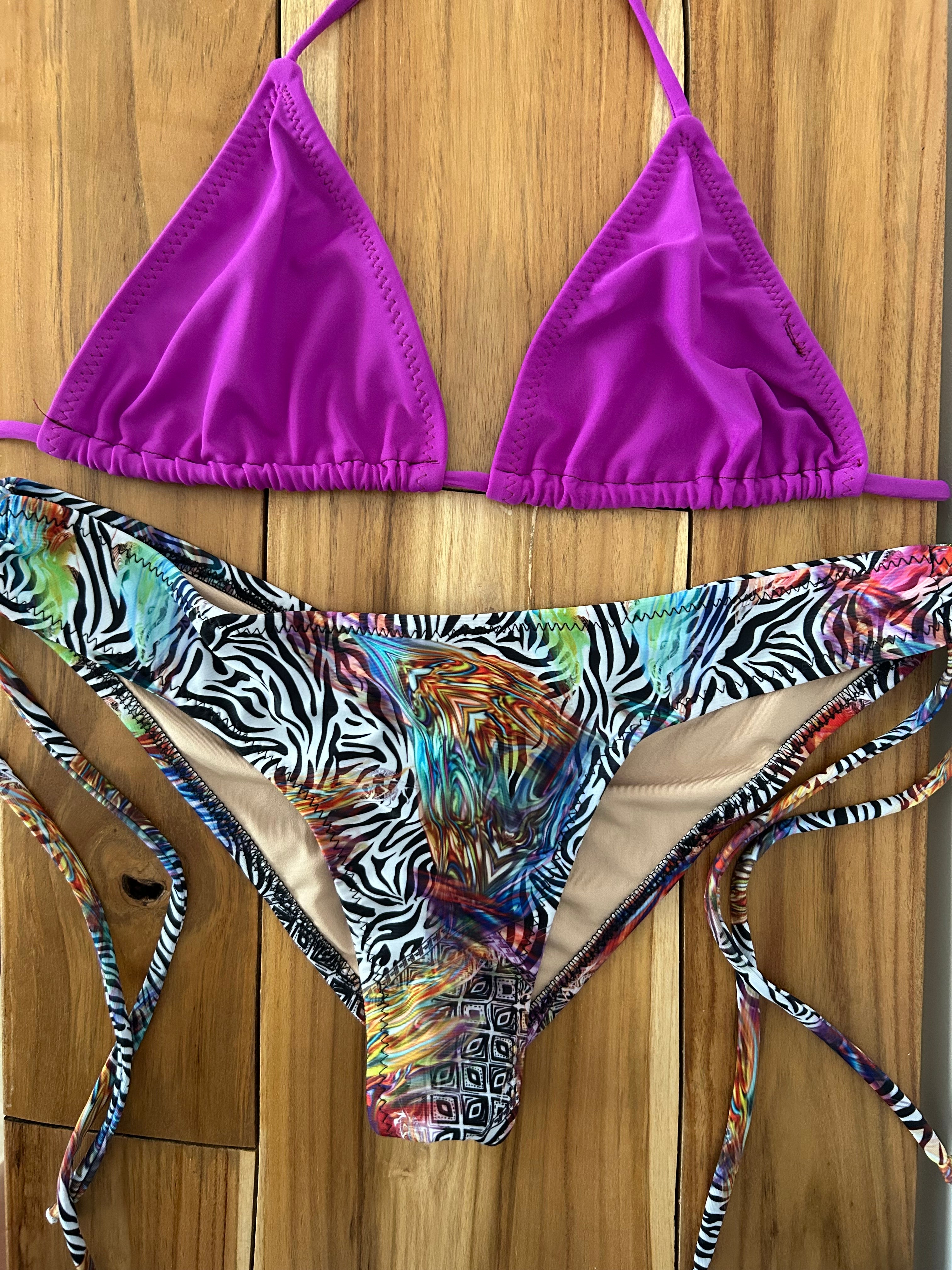 Zebra Print Wide Cinched Bikini Bottom