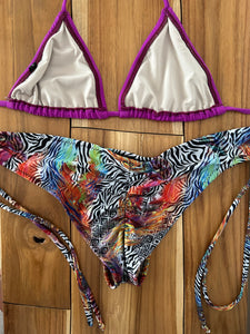 Zebra Print Wide Cinched Bikini Bottom