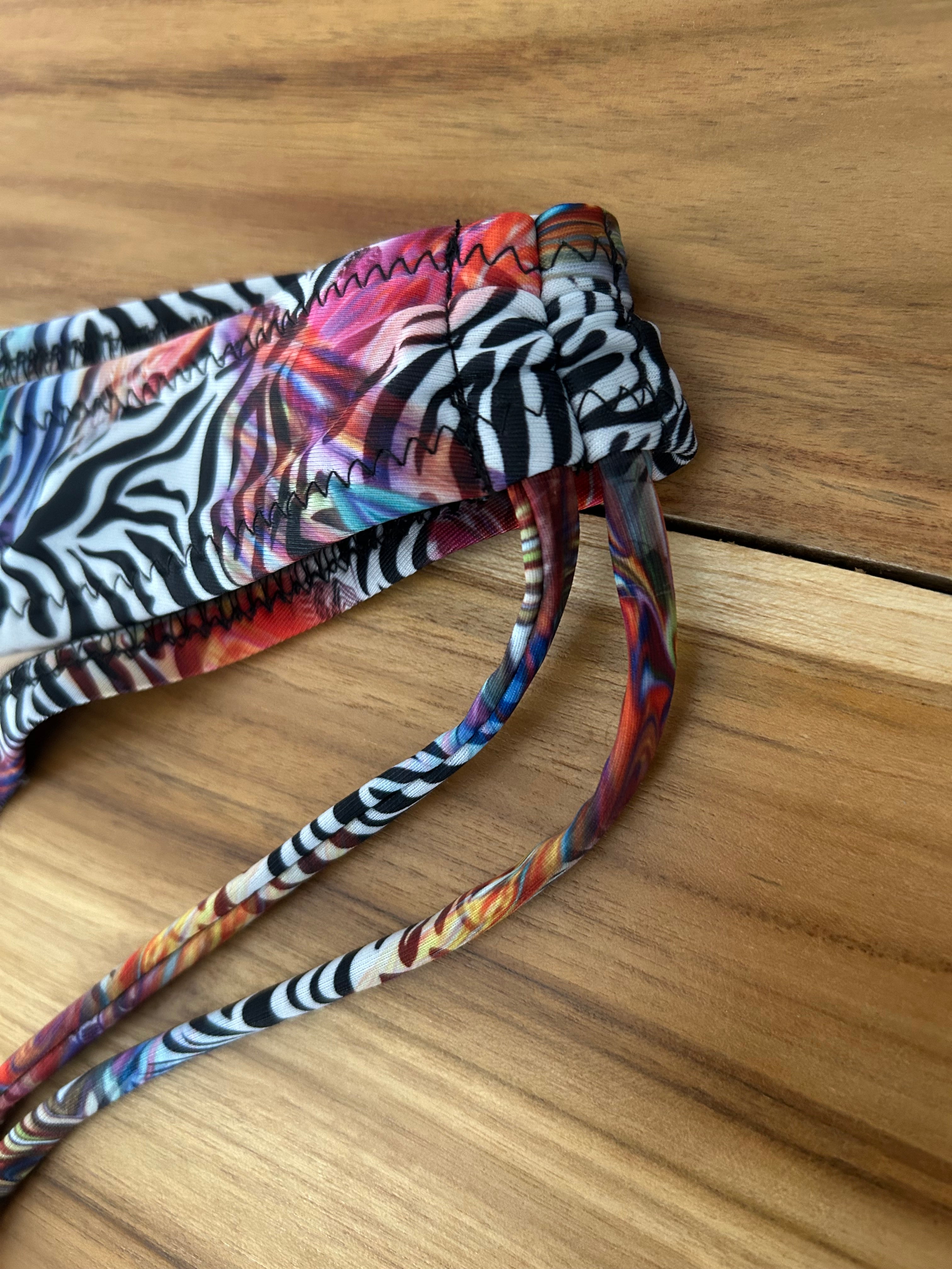 Zebra Print Wide Cinched Bikini Bottom