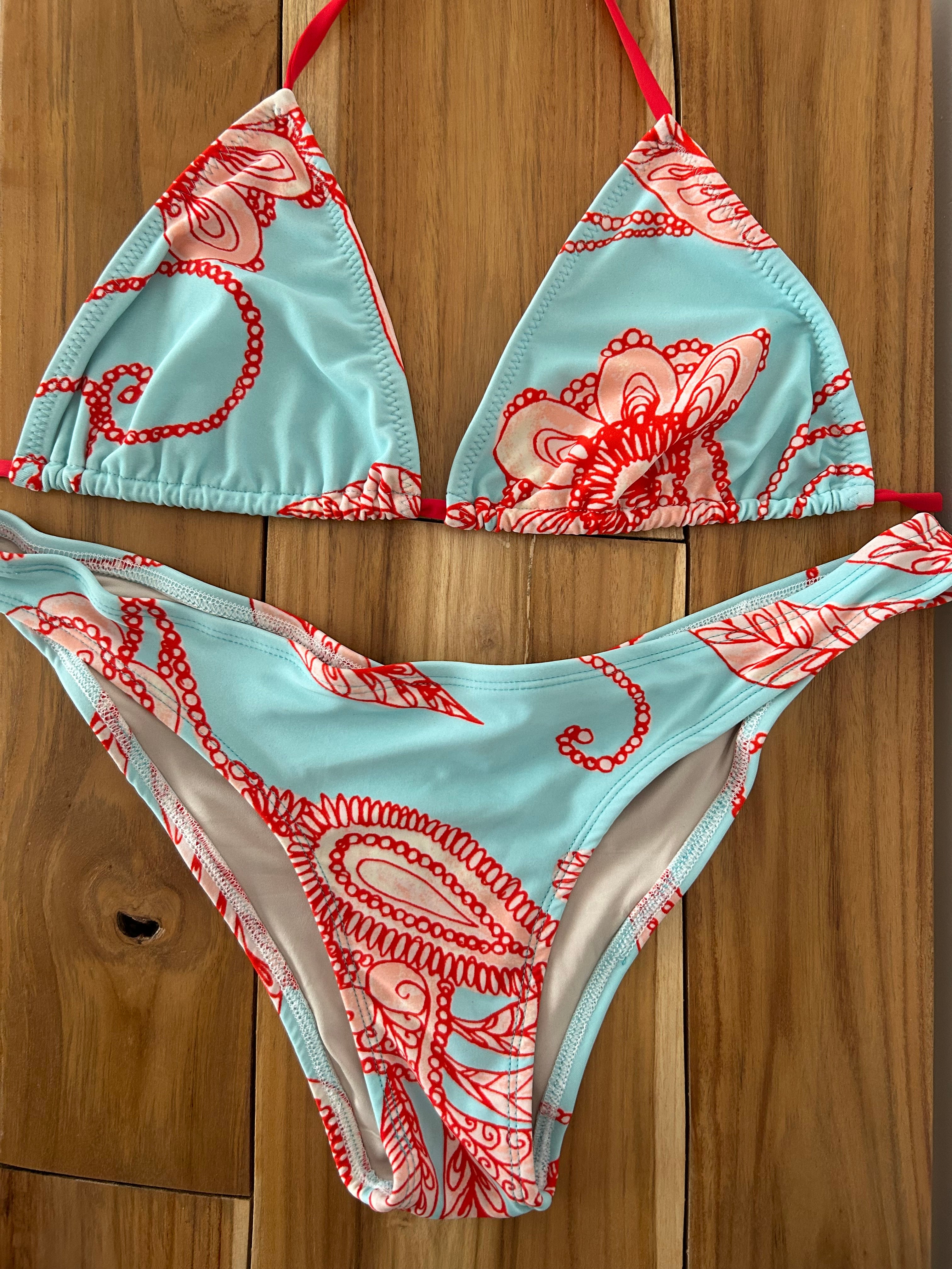 Baby Blue/Red Classic Bikini Bottom