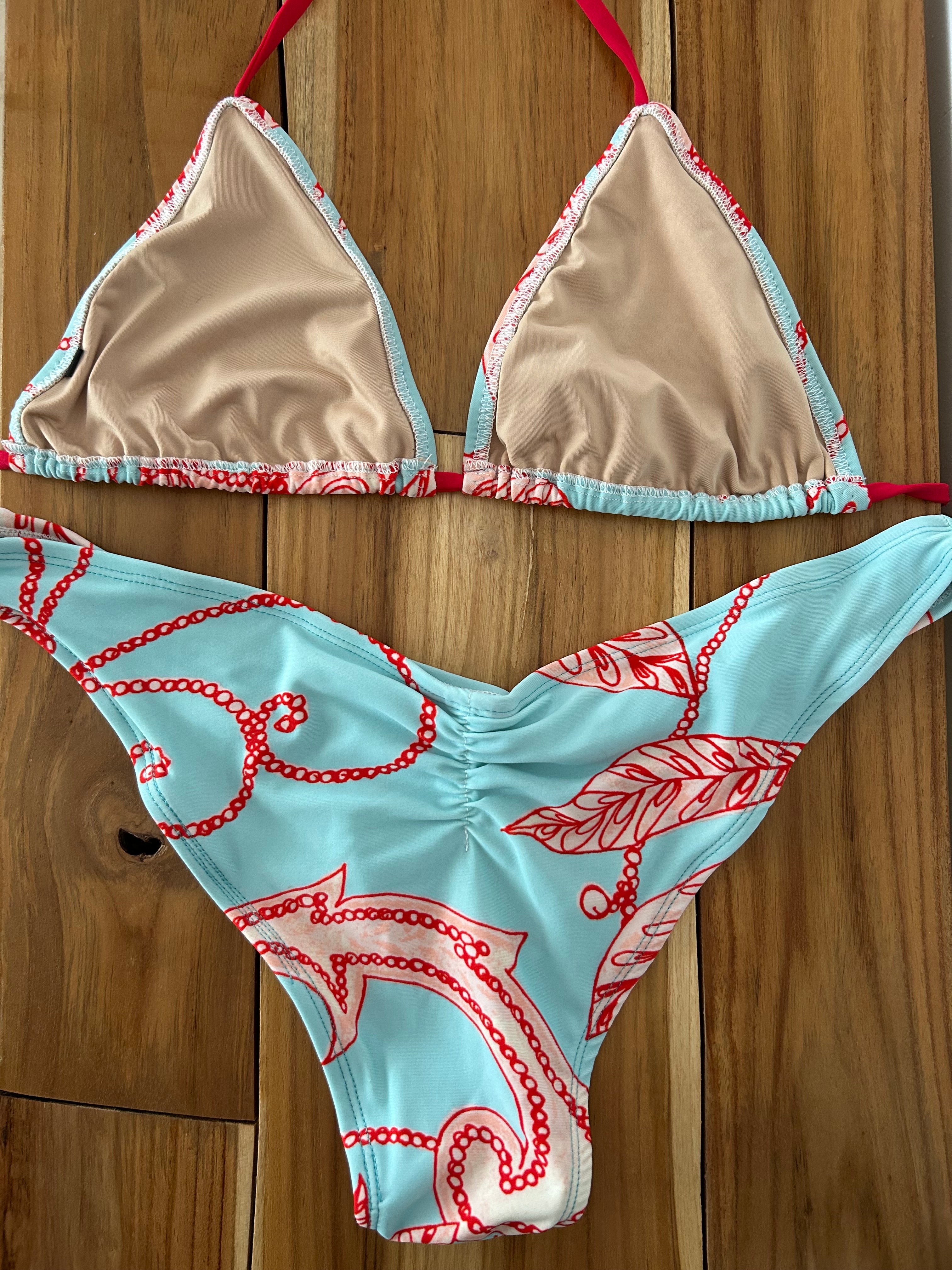 Baby Blue/Red Classic Bikini Bottom