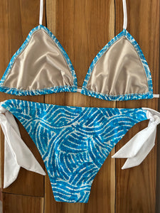 Blue Wave Banana Ties Bikini Bottom