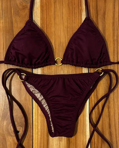 Solid Burgundy Triangle Bikini Top w/Accessories