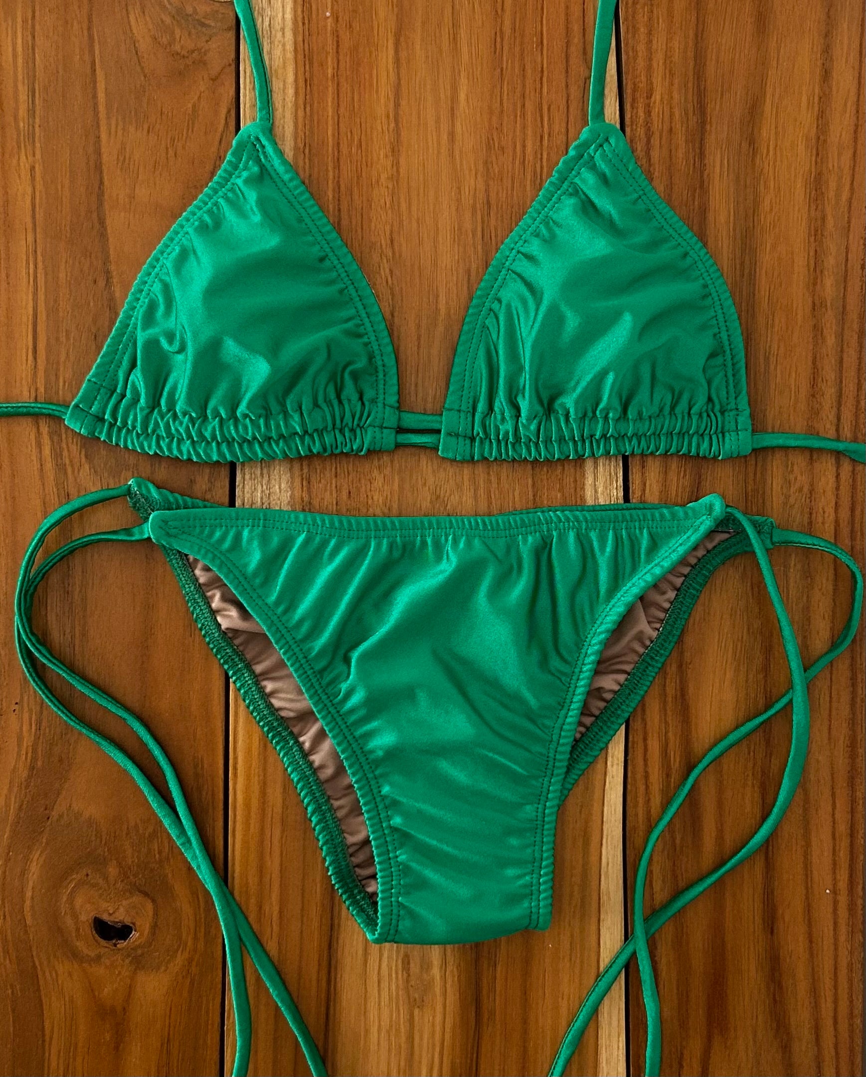 Bright Green 2 String Triangle Bikini Top