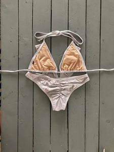Silver Triangle Bikini Top w/Ruffle Accent