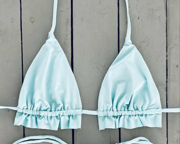 Baby Blue Triangle Top with Ruffle