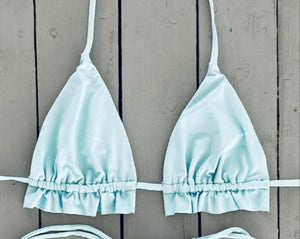 Baby Blue Triangle Top with Ruffle