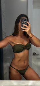 Olive Green Strapless Bikini Top