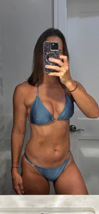 Slate Blue Adjustable Thong Bikini Bottom