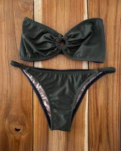 Olive Green Strapless Bikini Top