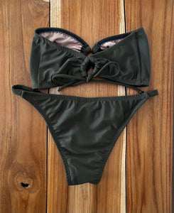 Olive Green Strapless Bikini Top