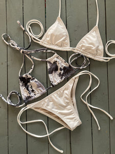 Gray Army Double String Triangle Bikini Top