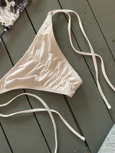 White Adjustable Spaghetti Ties Bikini Bottom