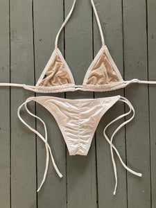 White 2 String Triangle Bikini Top