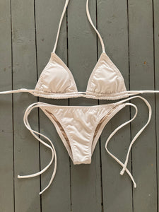 White 2 String Triangle Bikini Top