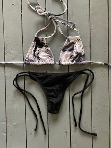 Gray Army Double String Triangle Bikini Top