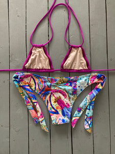 Magenta Double String Triangle Bikini Top