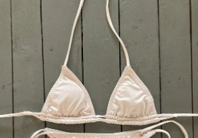 White 2 String Triangle Bikini Top