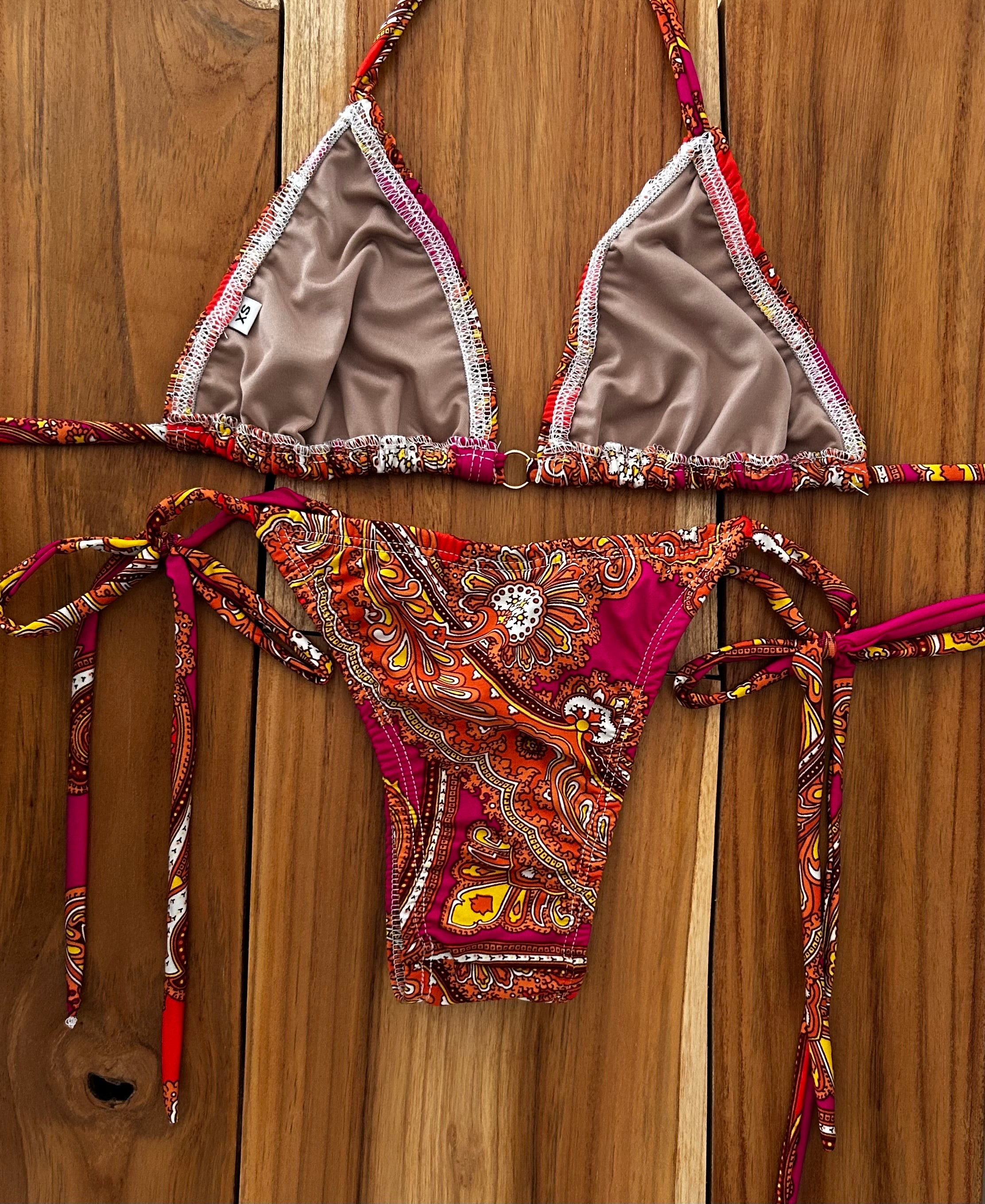 Orange Paisley Brazilian Bikini Set