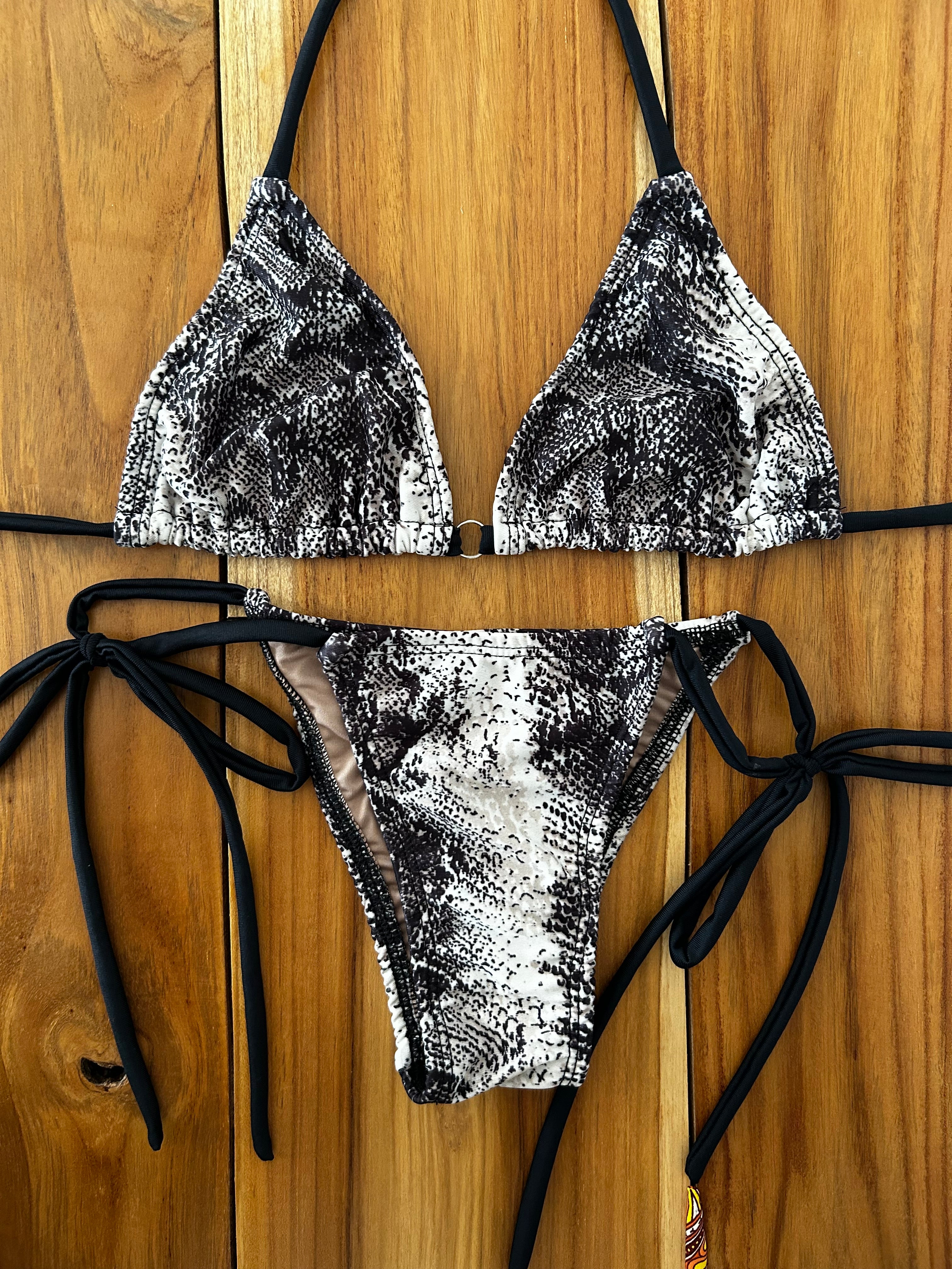 Black Snake Print Brazilian Bikini Set