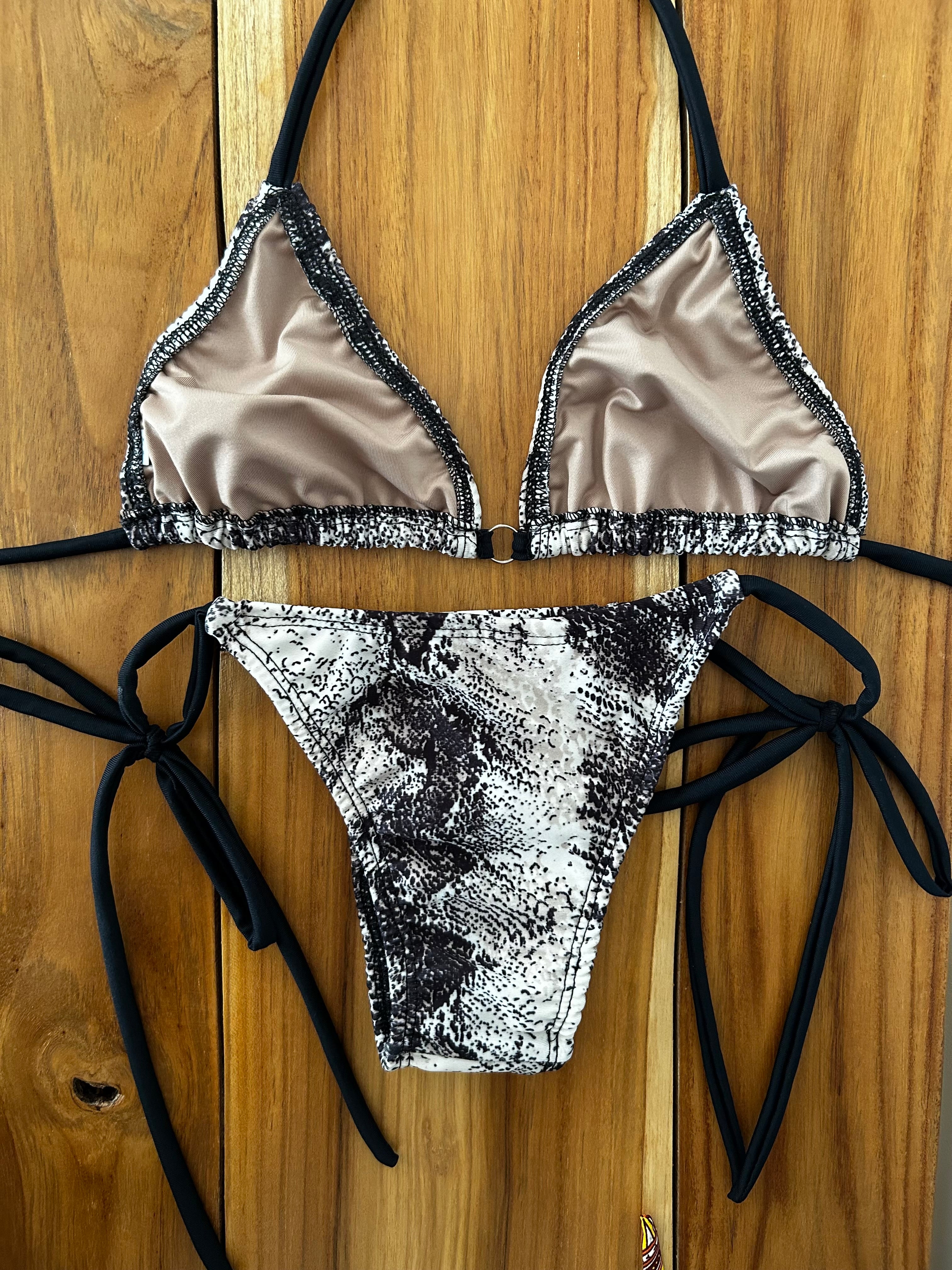 Black Snake Print Brazilian Bikini Set