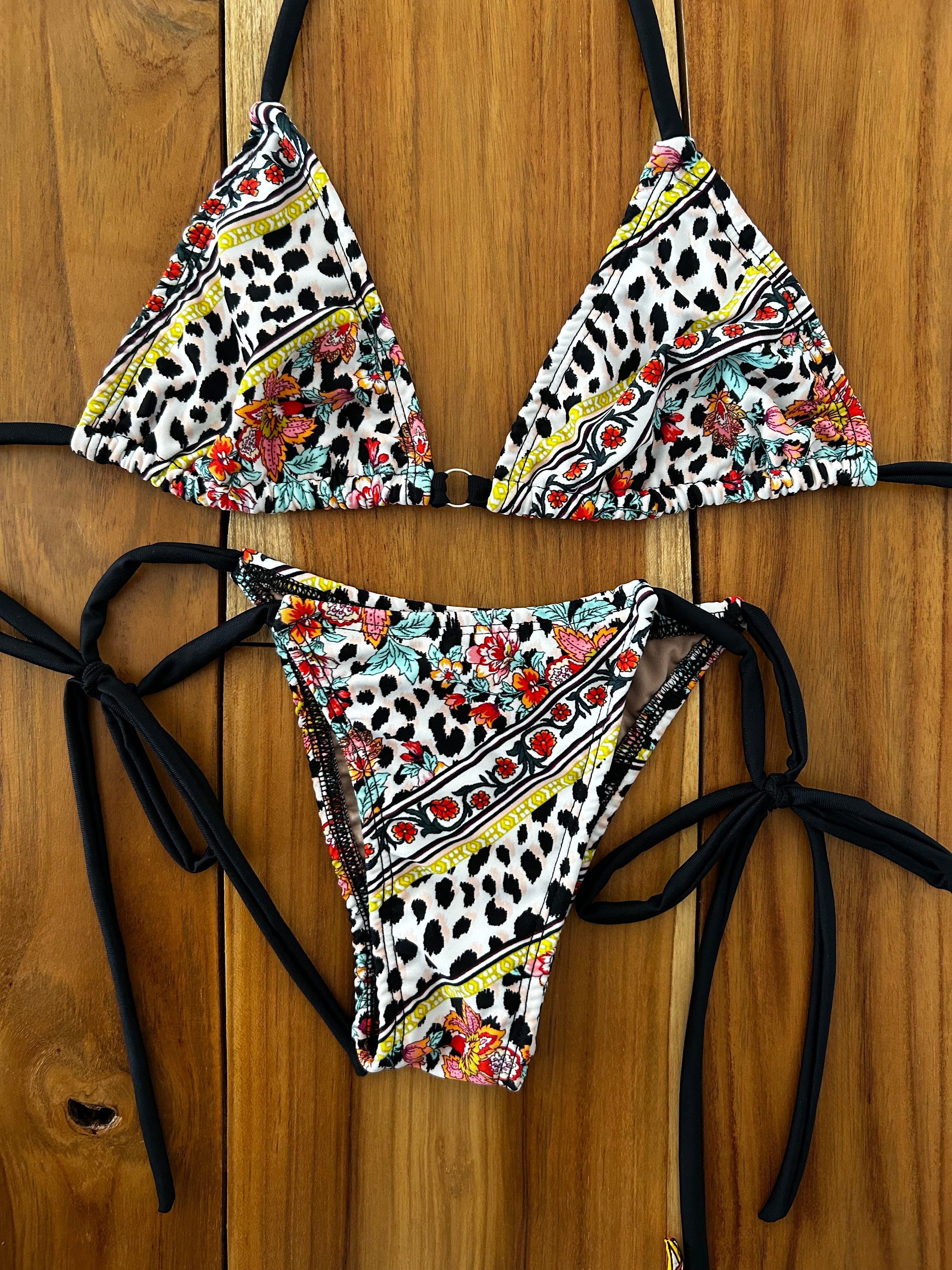 Floral Animal Print Brazilian Bikini Set