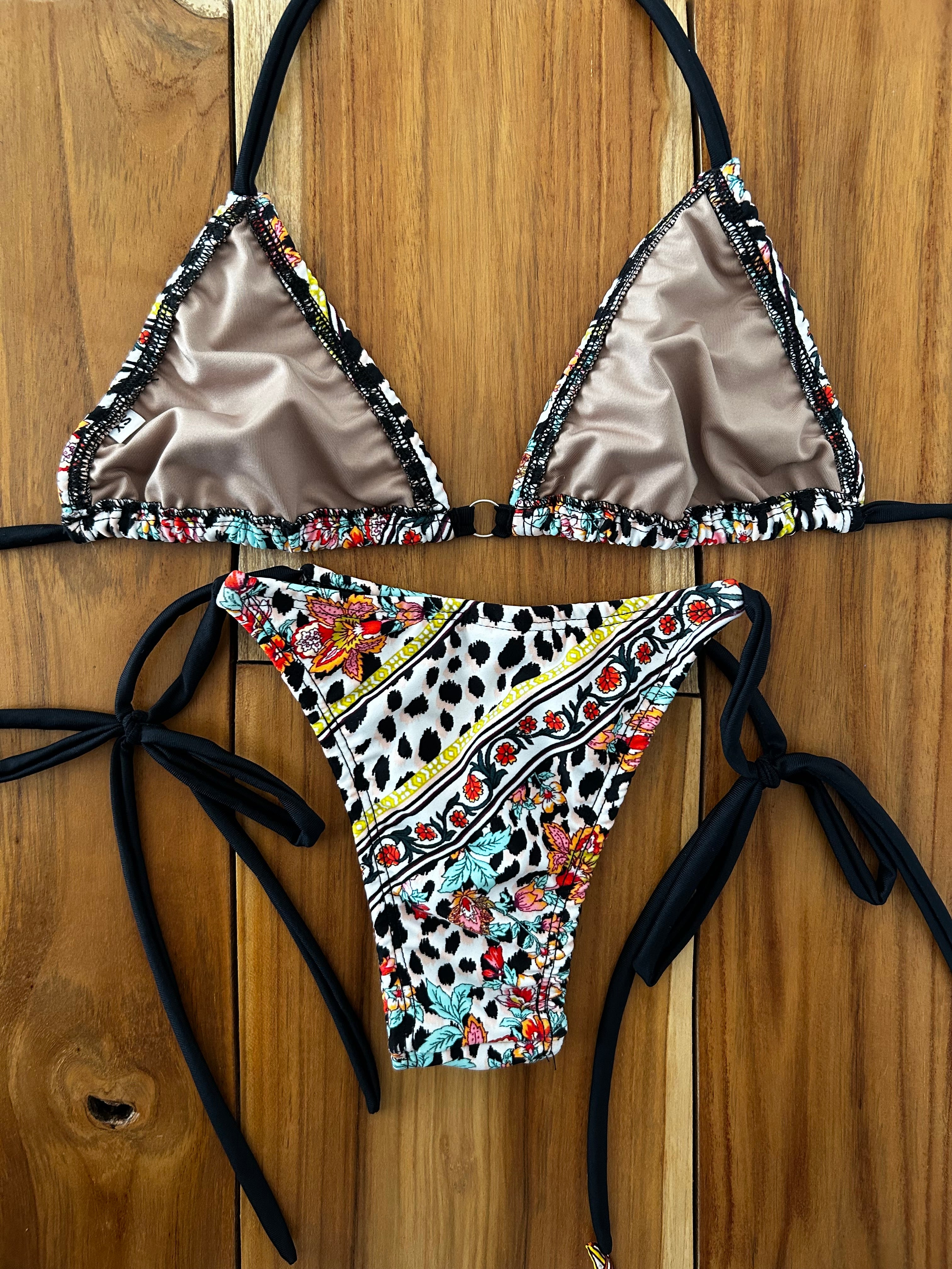 Floral Animal Print Brazilian Bikini Set